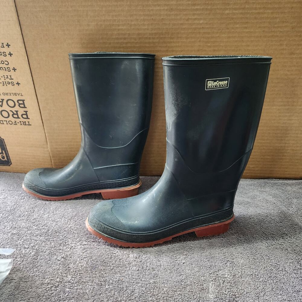 LaCrosse Pull on black Rubber Boots Size Mens size 6 sh5